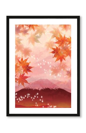 富士山　紅葉　もみじ　秋　背景 