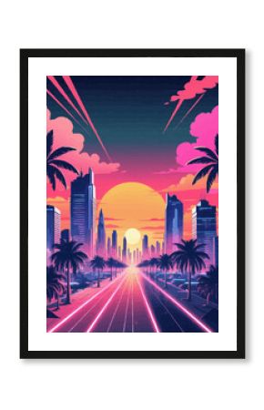 Neon Dream City at Sunset