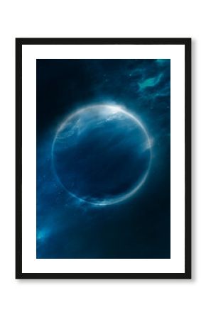Fantasy mountain dark night landscape, starry sky, unknown planet, neon.