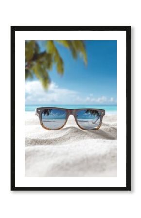 Fashion sunglasses on the sunny beach