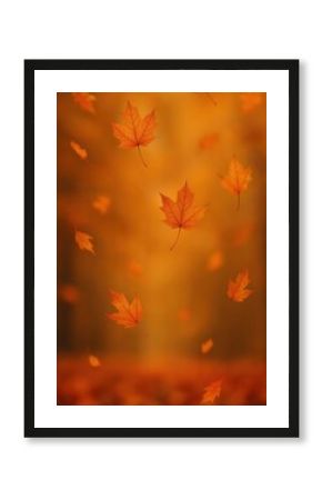 Autumn leaves gently falling gracefully.