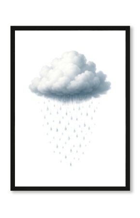 Isolated rain cloud with falling raindrops.