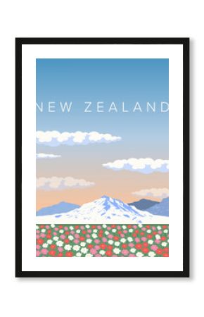 Spring in New Zealand travel poster, banner