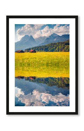 Sunny summer view of Garmisch-Partenkirchen mountain ski resort