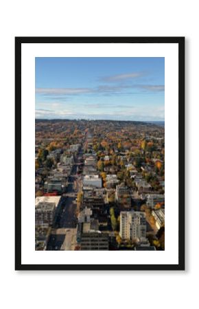 Aerial View of Kitsilano and West Broadway in Vancouver with Broadway Subway Construction