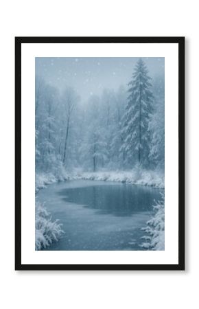 Serene winter forest scene.