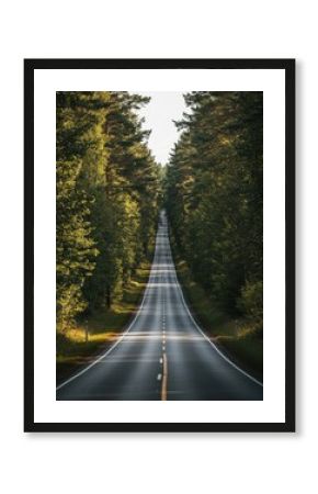 Fernstra?e durch boreale W?lder, die sich bis zum Horizont erstreckt. Symbol f?r Abenteuer, Freiheit und unber?hrte Natur in der n?rdlichen Wildnis ,himmel, Horizont, abgeschieden