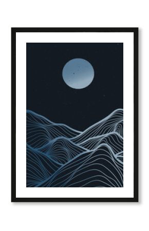 Abstract mountain. Creative minimalist modern line art print. Abstract contemporary aesthetic backgrounds landscapes. with mountain, forest, hill, sea, wave
