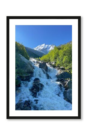 waterfall in the French Alps on the Tour du Mont Blanc 