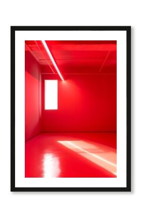 Abstract room with red walls and ceiling. minimalist photography