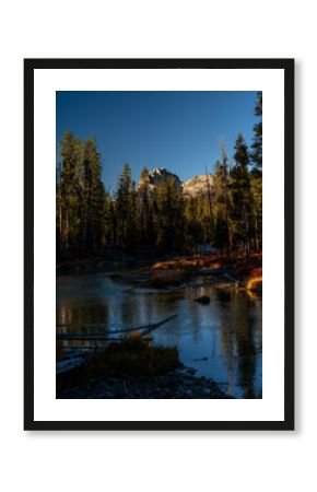 Wilderness mountain stream in Idaho with mountain peak