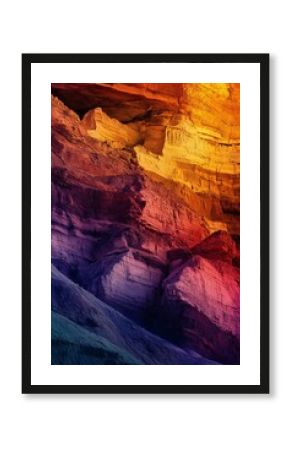 Layered rock formations, vibrant color gradient.