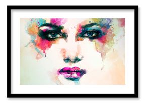 woman portrait  .abstract  watercolor .fashion background