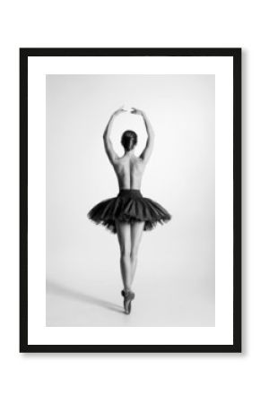 Black and white trace of a topless ballet dancer