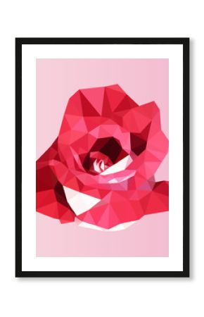 wielokąta czerwona róża. poli niski geometryczny trójkąt wektor kwiat