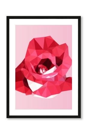 polygonal red rose. poly low geometric triangle flower vector