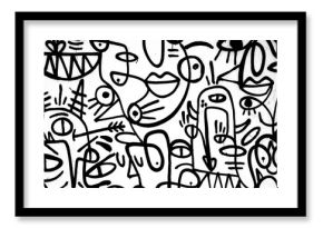 black-and-white pattern graffiti on the wall.Spain,Jerez,January 2018.Interesting background