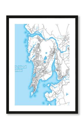 Dwukolorowa mapa wyspy Salsette, Mumbai, Indie