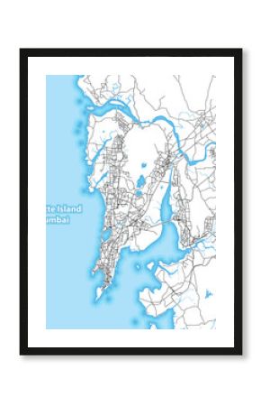 Two-toned map of the island of Salsette, Mumbai, India