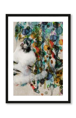 Watercolor female profile