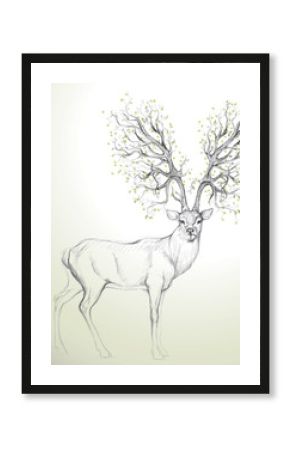 Deer with Antler like tree / Realistic sketch