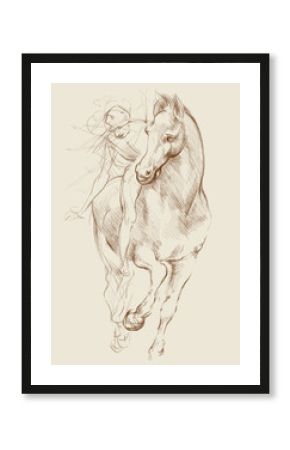 Horse and Rider. Based on drawing of Leonardo da Vinci