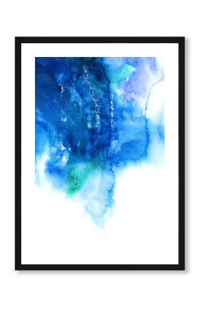 Blue watercolor abstract hand painted background
