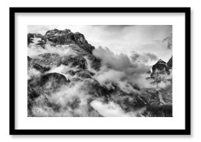 Dolomites Mountains Black and White