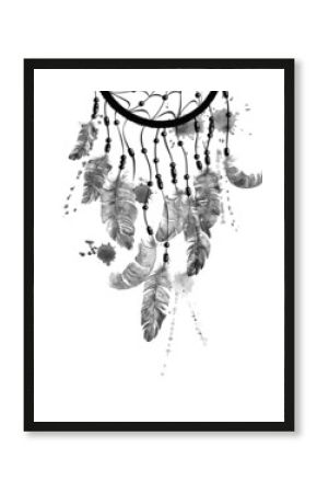 Watercolor illustration with dreamcatcher.