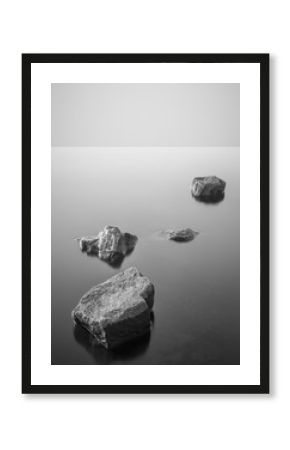 Minimalist misty landscape. Black and white.