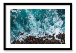 Aerial view of ocean waves and fantastic Rocky coast 
