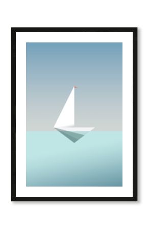 Jacht ikona symbol w nowoczesnym stylu low poly. Tło wakacje letnie lub podróży. Biznesowa metafora wolności i sukcesu.