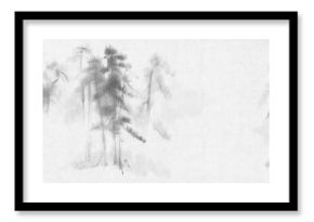Chinese painting pine trees landscape