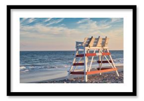 View of the Lifegaurd chair on the beach in Cape May, New Jersey