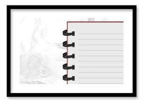Image of spiral bound lined notebook over scrunched white paper texture