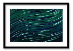 Image of pale and dark blue waves moving across a dark green background with a flowing motion