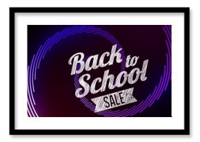 Image of back to school over violet spiral and black background