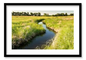 creek winding through Kansas pasture field