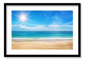 seascape and sun on blue sky background