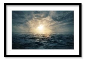 Sunset on stormy sea