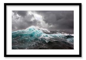 sea wave and dark clouds on background