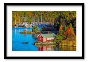 Red house on rocky shore of Ruissalo island, Finland