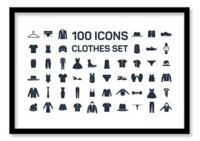 Clothes 100 icon set on white background