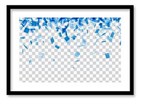 Checkered banner with blue confetti.