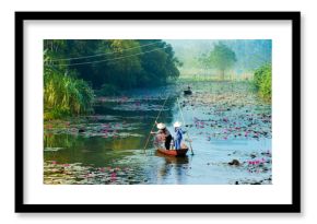 Yen stream on the way to Huong pagoda in autumn, Hanoi, Vietnam. Vietnam landscapes.