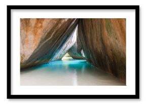 Famous beach and rock formation called The Bath on Virgin Gorda, British Virgin Islands