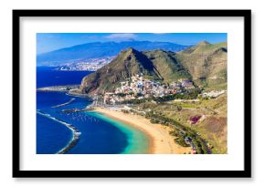 Best  beaches of Tenerife island- Las Teresitas with scenic San Andres village. Canary islands of Spain