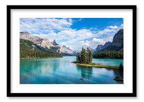 Spirit Island in Maligne Lake at Sunset, Jasper National Park, Alberta, Canada