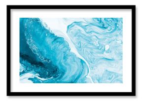 Blue with silver creative abstract hand painted background, marble texture, abstract ocean