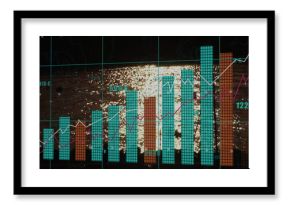 Superimposing chart on water reflections with teal orange bars white and magenta lines numeric label